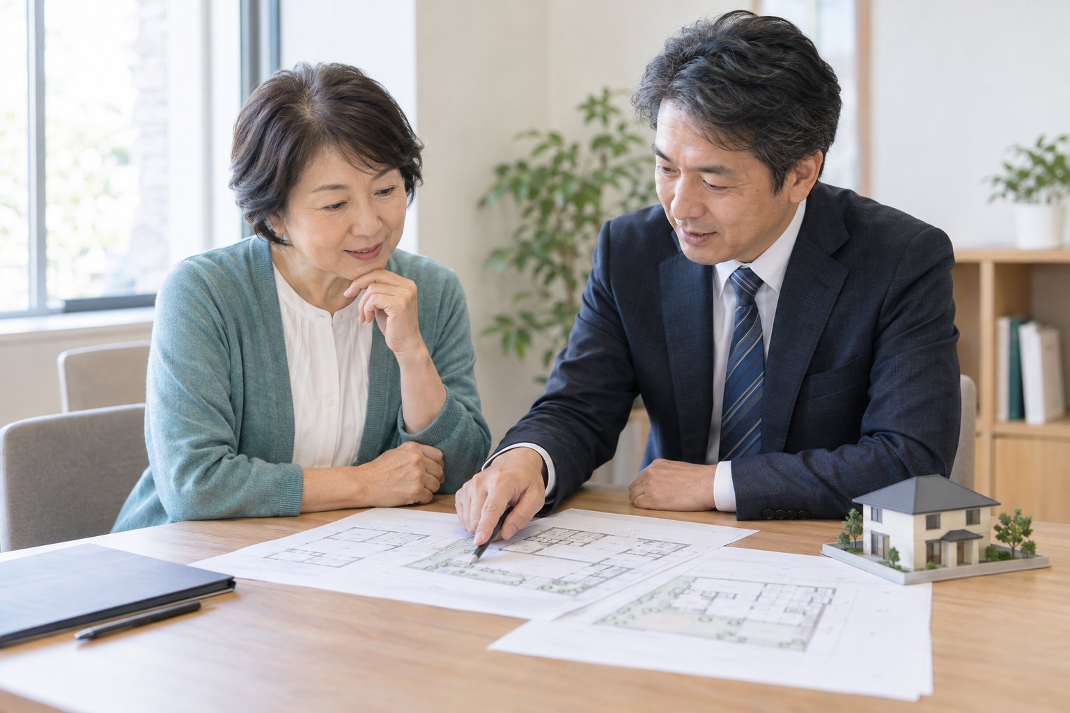 不動産と相続について資料を見ながら相談する様子